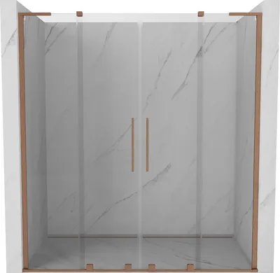 Obrázek produktu pro Mexen Velar L Duo posuvné sprchové dveře 200 cm, transparentní, kartáčovaná měď - 871-200-003-02-65