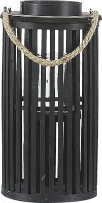 Produktbild von BELIANI Laterne Weidenholz/Glas für Indoor und Outdoor Schwarz Höhe 40 cm Garten Gartenaccessorie für indoor und Outdoor