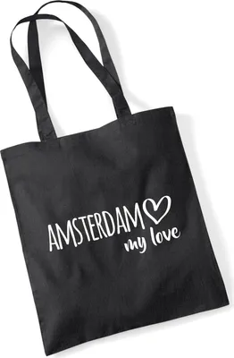 Produktbild von Huuraa Jutebeutel Amsterdam my love 10 Liter Black Baumwolle Tasche Geschenkidee