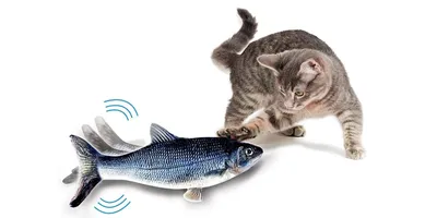 Produktbild von Interaktives Katzenspielzeug Zappelfisch mit USB-Kabel & Katzenminze & Beutel