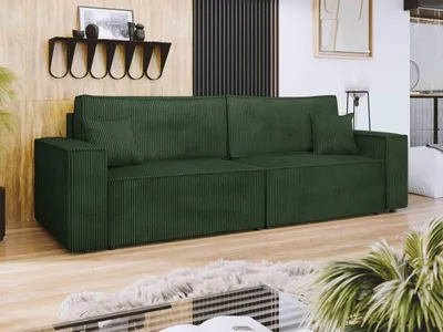 Produktbild von MIRJAN24 Sofa Karl Cord, Couch, Schlafsofa mit zwei Bettkästen und Schlaffunktion, Rückenlehne in Form beweglicher Kissen (Farbe: Poso 14)