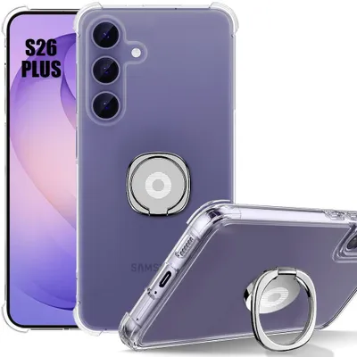 Image de Coque pour Samsung Galaxy S26 Plus, Protection Silicone Transparent Antichoc avec Anneau Argenté