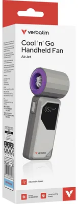 Image de Verbatim Cool 'n' Go AirJet, gris, violet, ventilateur portable, 1 pièce, 6 W, lithium-ion (Li-Ion), 3,7 V