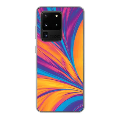 Produktbild von MuchoWow® Handyhülle Schutzhülle Hülle für Samsung Galaxy S20 Ultra Federn - Regenbogen - Neon - Abstrakt Silikon Softcase Handy Hülle - Karteninhaber