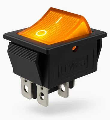 Obrázok produktu pre Kolískový spínač 4-pinový 16 A 250 V 28 x 21 mm Kolískový spínač žltý LED osvetlený Zapnutie/vypnutie Snap-in