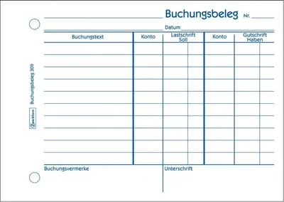 Produktbild von Buchungsbelege DIN A6 quer VE=20x50 Blatt