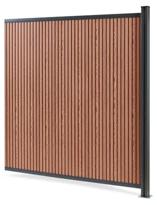 Produktbild von Gartenzaun 'Grassano' Sichtschutzzaun mit 1 Pfosten Erweiterungsmodul 185 x 175 cm witterungsbeständig WPC Braun