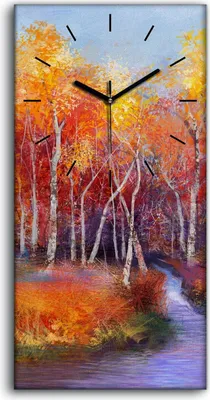 Produktbild von Wandbild Leinwand Bilder Wanduhr 30x60 Gemälde Abstrakte Wald Bäume Herbst Natur - schwarze Hände