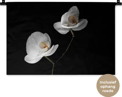 Produktbild von MuchoWow® Wandteppich Wandbehang Orchidee - Blumen - Schwarz - Weiß - Stilleben 60x40 cm Tapisserie Dekoration Wandtuch - Wanddekorationen