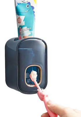 Produktbild von Zahnpastaspender zur Wandmontage für das Badezimmer, automatischer Zahnpasta-Quetscher, blau