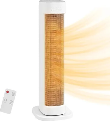Produktbild von Elektrisches Heizgerät - Raumheizer - 2000 W - 3 Heizstufen - Einstellbarer Thermostat - Umkippschutz und Überhitzungsschutz - Energiesparend - Weiß