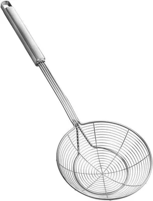 Produktbild von Kocher mit Edelstahl-Gabel, Skimmer, Sieb, Drahtnetz, Kochlöffel mit Griff für tägliches Braten, Dampfen und Schöpfen, Ø 14 cm.