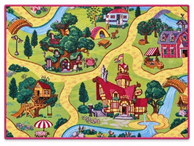 Imagen del producto de 95x133 cm. Alfombra infantil, diseño: Pueblo de cuento