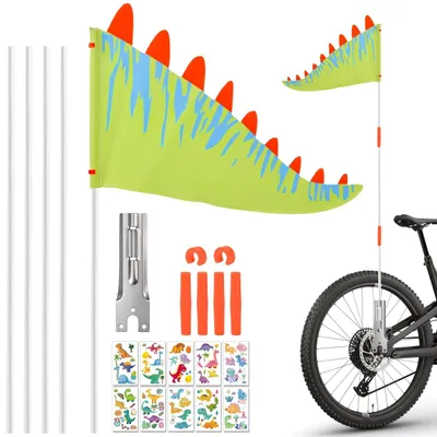 Obrázok produktu pre Nastaviteľný bicyklový vlajka pre deti s motívom dinosaurov
