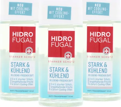 Produktbild von 3 x Hidrofugal Deo Stark + Kühlend Roll On Anti Transpirant Cooling Effekt je 50 ml Erfrischt & Schützt