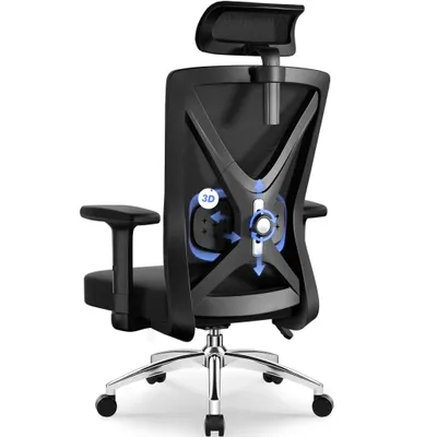 Produktbild von Aiibot Bürostuhl, Bürostuhl Ergonomisch Schreibtischstuhl mit Verstellbaren Armlehnen, weiche Lendenstütze und Kopfstütze, Chefsessel Drehstuhl 200 kg