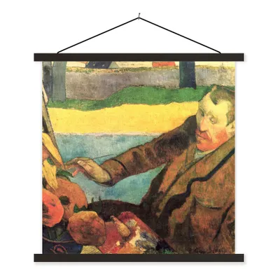 Produktbild von MuchoWow® Textilposter Der Sonnenblumenmaler - Vincent van Gogh 120x120 cm mit schwarzem Rahmen - Aufhängungsset