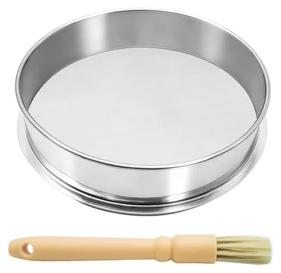 Meelzeef 20 cm, 120 Mesh, Edelstahl, fein, mit Reinigungsborste