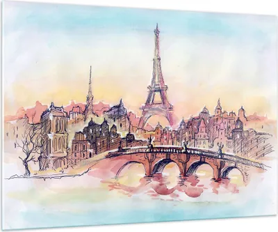 Produktbild von Bilder auf glas - Brücke Eiffle Illustration Frankreich - 100x70cm - Glasbilder - Wandbilder - Kunstdruck - Wanddekoration aus Glas - Glas Bilder - Wandbild auf Glas - GAA100x70-2999