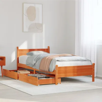 Produktbild von Best Möbel Bettrahmen inkl. Lattenrost - Massivholzbett ohne Matratze Wachsbraun 100x200 Kiefernholz - Klassische Betten CL1430746 2parcel