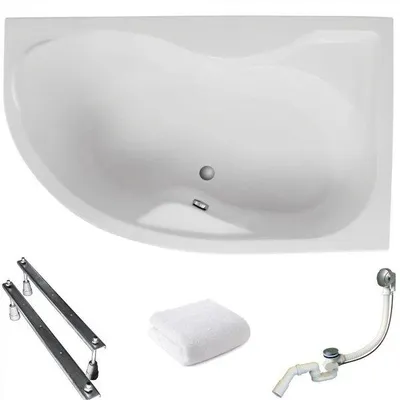 Produktbild von Aqua For You | Polimat Badewanne - 170x110 Cm - Asymmetrisch - Mit Chromsyphon Und Füßen - Acrylbadewanne - Eckbadewanne - Rechts Seite - mit Siphon