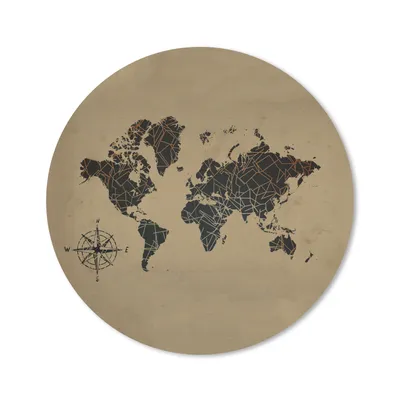 Produktbild von MuchoWow® Mauspad Mousepad Weltkarte - Gold - Kompass 20x20 cm - Mousepads - Maus Mat - Pad - Mausunterlage - Schreibtischmatte