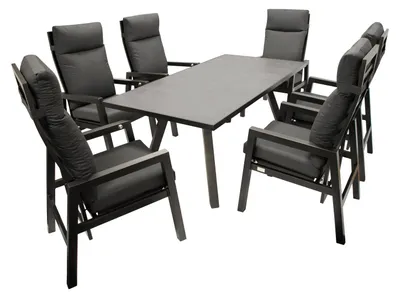 Produktbild von 7-teilige Garnitur Aluminium Glas Grau Grau Schwarz