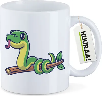 Produktbild von Huuraa Kaffeetasse Schlange Comic 330ml Weiß Keramik Kaffeebecher Geschenkidee