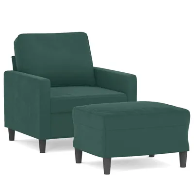 Image de Fauteuil avec repose-pied Vert foncé 60 cm Velours