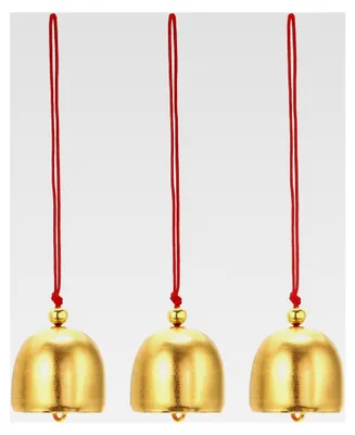Produktbild von 3er Set Windspiel, Hängende Glocken Tempelglocken Retro für den Außenbereich, Metall Chinesisches Windspiel Rund für Garten und Camping, Gold Rot