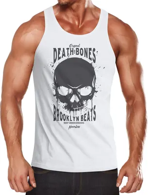 Produktbild von Herren Tank-Top Skull Death and Bones Muskelshirt Muscle Shirt Neverless® weiß 3XL