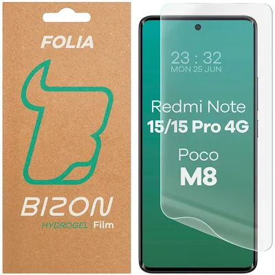 Produktbild von Hydrogel Folie für den Bildschirm für Xiaomi Redmi Note 15 / 15 Pro 4G / Poco M8, Bizon Film Hydrogel Front, 1 Stück