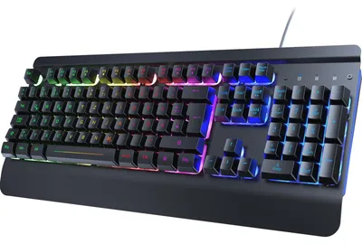 Produktbild von Gaming Tastatur QWERTZ Handballenauflage Beleuchtet Tastatur mit Kabel USB