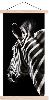 Produktbild von MuchoWow® Textilposter Zebra - Wilde Tiere - Muster 40x80 cm mit holzfarbenen Rahmen - Wohnzimmer