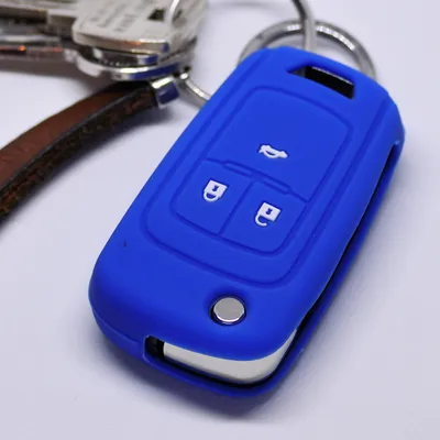Produktbild von Auto Schlüssel Silikon Schutz Hülle Blau kompatibel mit Opel Insignia Zafira Meriva ab 2008 Chevrolet Cruze Trax Matiz Aveo Spark 3 Tasten Klappschlüssel