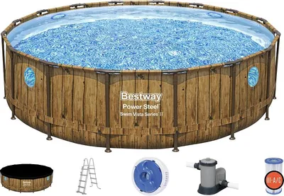 Immagine prodotto di BESTWAY 56725 - Bazén s konstrukcí Rattan Swim Vista 488 x 122 cm + kartušová filtrace