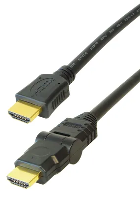 Image de Câble HDMI haute vitesse Connecteur HDMI 19 broches - Connecteur HDMI 19 broches 1,0 m, un connecteur pliable +/- 90 degrés