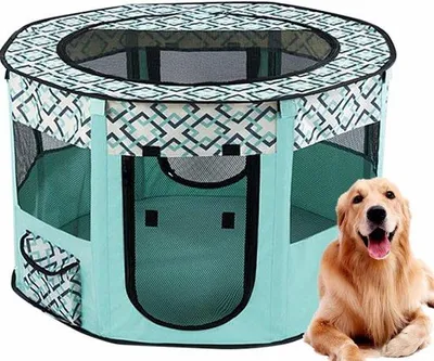 Immagine prodotto di Recinto rotondo pieghevole per animali domestici, blu menta