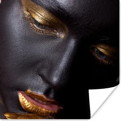Produktbild von MuchoWow® Poster Frau - Gold - Schwarz - Make up 30x30 cm - Wandposter - Printing