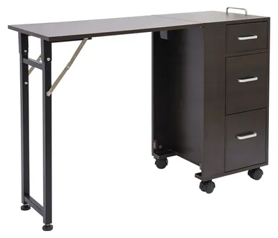 Image de Table de manucure - Table à ongles - Meuble pour salon de beauté - Table de maquillage - Bureau - Pliable et mobile