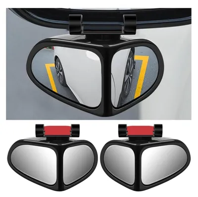 Produktbild von 2er Set Toter Winkel Spiegel Auto 360° drehbar Weitwinkel Zusatzspiegel Schwarz