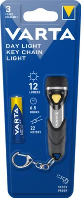 Zdjęcie produktu dla Varta Day Light Key Chain Light, Latarka brelok, Aluminium, Czarny, Tworzywo sztuczne ABS, Aluminium, Guma, LED, 1 lamp(y), 12 lm
