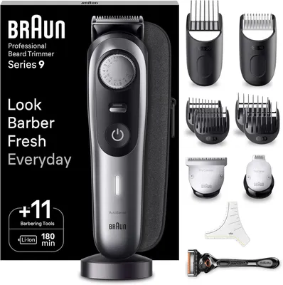 Produktbild von Bartschneider/Trimmer/Haarschneider,Haarschneidemaschine Profi, 40 Einstellungen, Ladestation, Reiseetui, Bartschablone, 180 Min. kabellose Laufzeit
