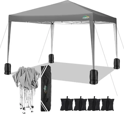 Image de Pavillon pliable 3x3 mètres, imperméable, idéal pour les fêtes, couleur grise. Réglable en hauteur, stable, protection UV 50+, structure en acier, montage facile. Pavillon de jardin pour l'extérieur, le jardin et les fêtes