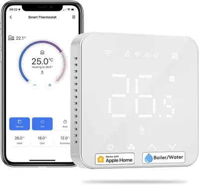Produktbild von Meross WiFi Smart Boiler Thermostat, Wandheizungs-Thermostat für Gas-/Wasserheizkessel, kompatibel mit Apple HomeKit, Alexa