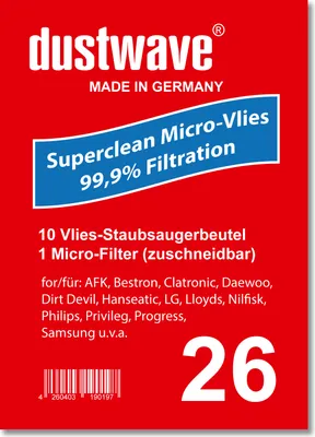 Produktbild von Sparpack - 10 Staubsaugerbeutel passend für Privileg - 697.574 / 697574 Staubsauger - dustwave® Markenstaubbeutel / Germany + inkl. Micro-Filter