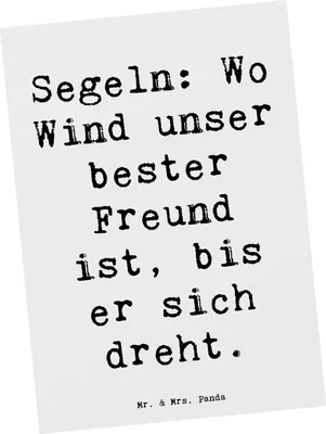 Produktbild von Mr. & Mrs. Panda Postkarte Spruch Segeln Windfreund - Weiß - Geschenk, Teamsport, Segelboot, Sport, Sportler, Abenteuer, Fotokarte, Wassersport, Wind, Grußkarte, Sportart