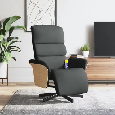 Image de Fauteuil de massage exclusif avec repose-pieds, tissu gris foncé