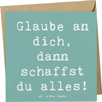 Produktbild von Mr. & Mrs. Panda Klappkarte Spruch Angst überwinden - Meeresbrise - Geschenk, Hoffnung, Grußkarte, doppelkarte, innere Stärke, Sicherheit, Glückwunschkarte, Trost