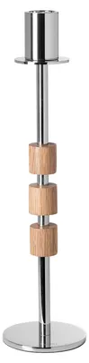 Produktbild von Fink PORTERO, Leuchter, Edelstahl , Aluminium, vernickelt, Eiche , glänzend, braun, silberfarben, L. 9 cm, B. 9 cm, H. 37 cm, D. 9 cm 140270